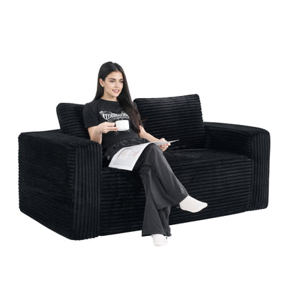 63-Inch Frameless Compressed Corduroy Loveseat for Small Spaces