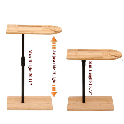 Height Adjustable C-Shaped Bamboo Side Table