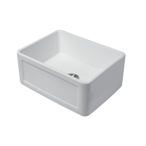 Small Farmhouse Sink - 24 x 18 x 10 inch Kitchen Sink White Apron-Front Ceramic Single Bowl Small Reversible Farm Sink Laundry Room Sink