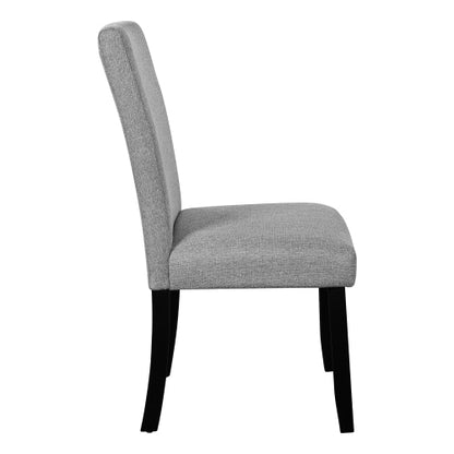 Dining Chairs Set of 4, Gray Upholstered Fabric, Tufted Back, Solid Wood Legs
