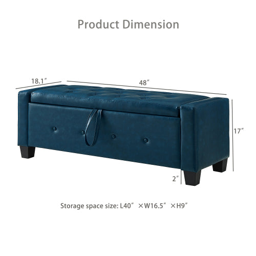 48'' Storage Ottoman Bench Tufted Faux Leather Upholstered Bench with Storage