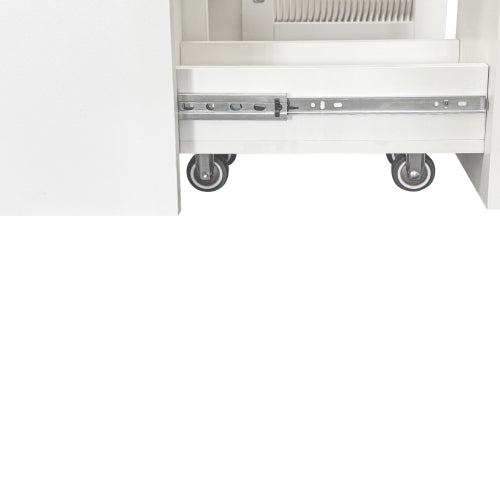 Kitchen Pantry Cabinet with Multi-Functional Pull-Out Multi-Tier Storage Shelf and Glass Doors
