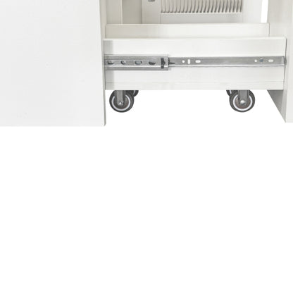 Kitchen Pantry Cabinet with Multi-Functional Pull-Out Multi-Tier Storage Shelf and Glass Doors