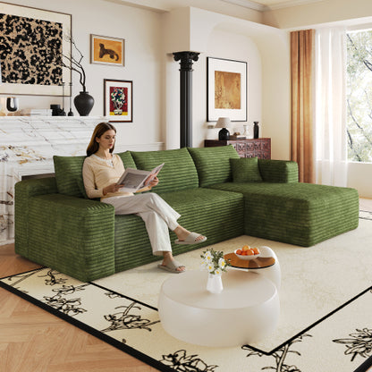 103 inch  Green L-Shape Cloud Deep-Seat Corner Sectional Sofa, No Assembly