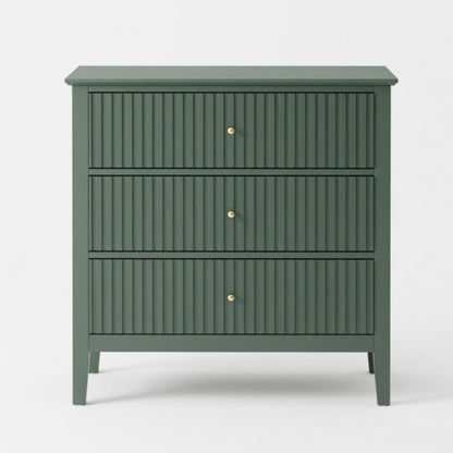 32inch Green Fluted 3-Drawer Nightstand