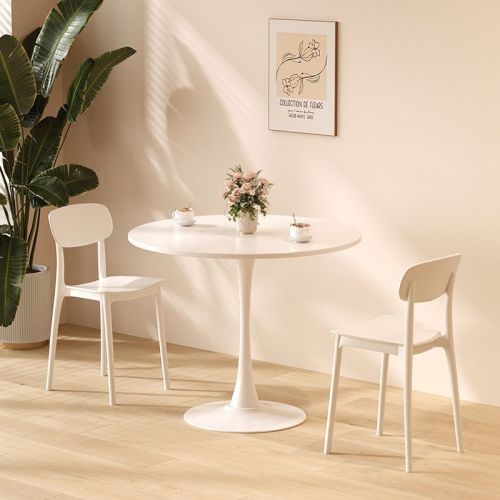 31.5inch White Round Modern Dining Table for Kitchen Apartment Living Room