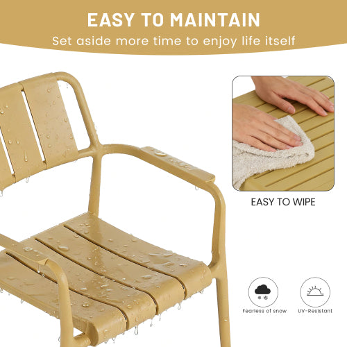 Holiday - 2-Piece PP Single-Seater Chairs + Coffee Table Set – Indoor/Outdoor Multi-Purpose Furniture for Living Room, Balcony, Beach (No Assembly Chairs, Easy Setup Table) – Polypropylene, Yellow