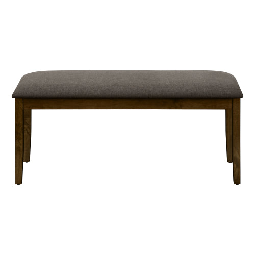 Bench, 44inch  Rectangular, Upholstered, Wood, Dining Room, Kitchen, Entryway, Brown Solid Wood, Brown Fabric, Transitional