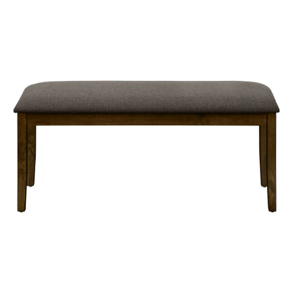Bench, 44inch  Rectangular, Upholstered, Wood, Dining Room, Kitchen, Entryway, Brown Solid Wood, Brown Fabric, Transitional