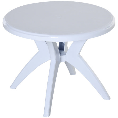 36.25inch   Dia Round Plastic Patio Table with Umbrella Hole, Outdoor Bistro Dining Table, for Bar, Garden, Backyard, Poolside, Yard, White