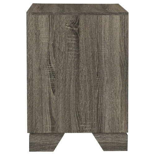 Brown Oak 2-Drawer Transitional Nightstand, Engineered Wood