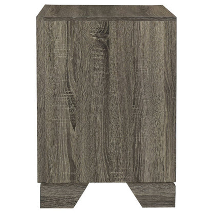 Brown Oak 2-Drawer Transitional Nightstand, Engineered Wood