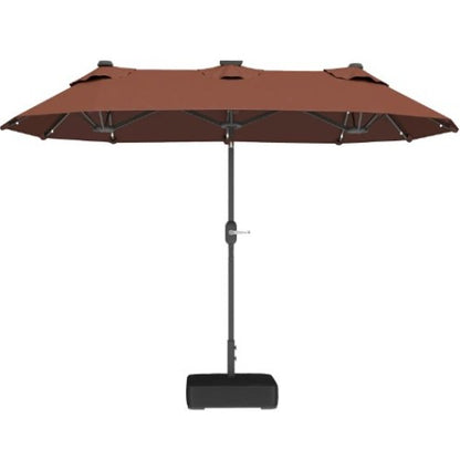 Spacious Outdoor Umbrella,Double-sided Outdoor Patio Umbrella,with Solar Lights and Base,Dining Table Umbrella Push Button Tilt