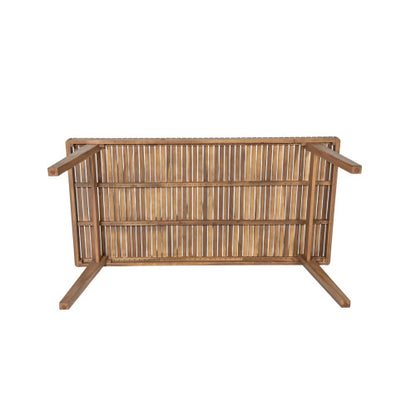 69" Acacia Wood Outdoor Dining Table with Slatted Top, 300 lbs Weight Capacity, Ideal for Patio & Garden Gatherings, Brown