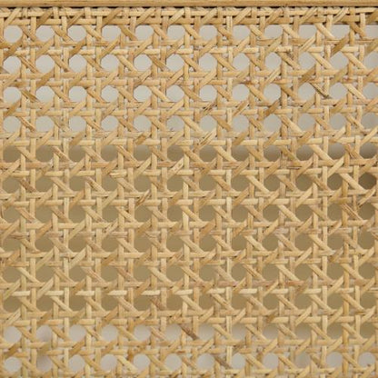 Set of 2 Beige French Louis Square Rattan Back Carved Solid Wood Dining Chairs, Antique Finish 300 LBS Weight Limit