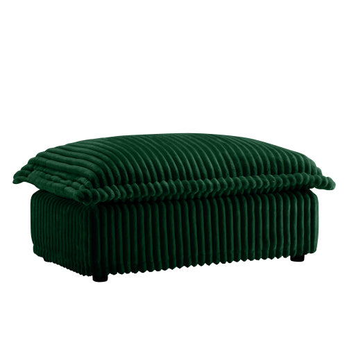Green Corduroy Ottoman with Deep Cushioned Seat Design