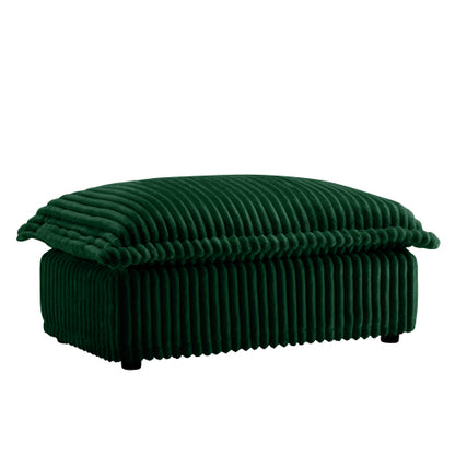 Green Corduroy Ottoman with Deep Cushioned Seat Design