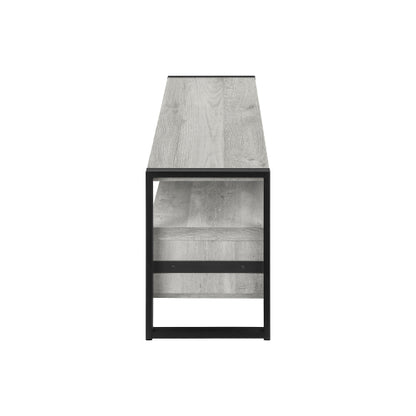 60 Inch Rustic Grey Industrial TV Stand with Black Metal Frame & 3 Metal Glide Drawers