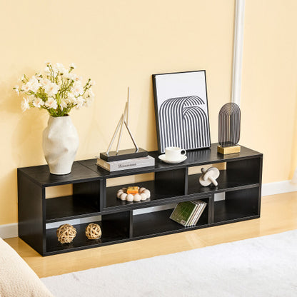 Adjustable Freestyle Modular Black TV Console Multi Compartment Open Storage Entertainment Center