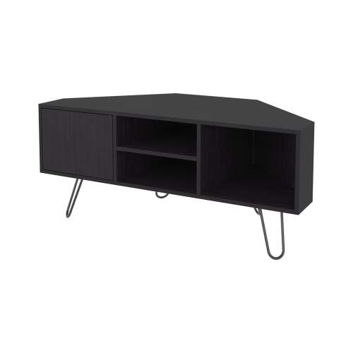 Wenge Dark Wood 45.3 Inch Single Door TV Stand with Metal Legs