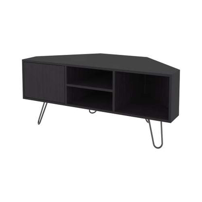 Wenge Dark Wood 45.3 Inch Single Door TV Stand with Metal Legs