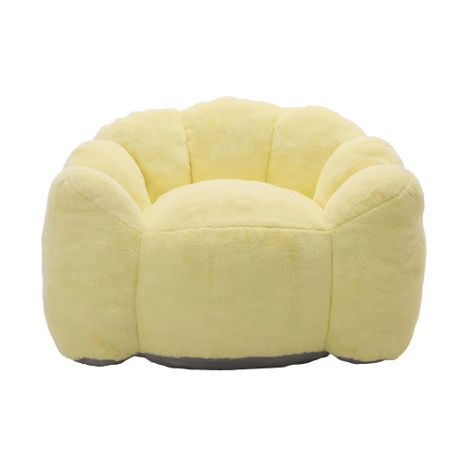 Yellow Lotus-Shape Compression Bean Bag Sofa with Pull Ring, No Assembly