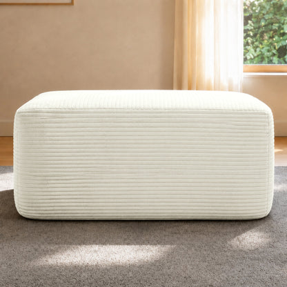 Ottoman White Corduroy Modular Sectional Sofa Add-On for Living Room