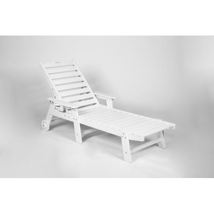 Lounge Chair with Side Table, 3-Piece Oversized Chaise Lounge Chair Setwith Wood Texture,White