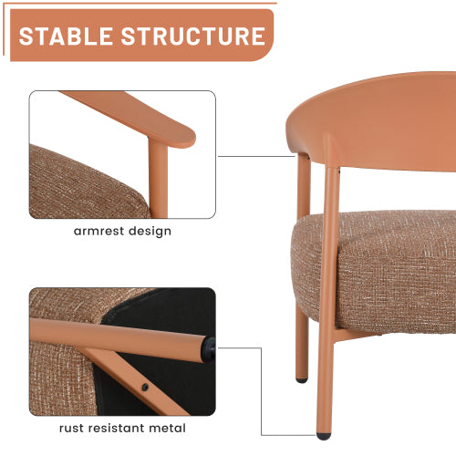 Holiday - Modern 2-Piece Accent Chair Set with Coffee Table – Apricot Brown PP & Steel Frame Sofa Set, Soft Cushioned Seating for Living Room, Lounge, Balcony (2 Chairs + 1 Table)