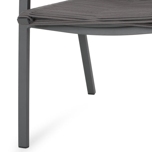 Outdoor Modern Aluminum Dining Chair with Rope Seat (Set of 2), Gray and Dark Gray