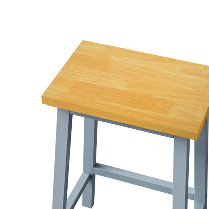 Set of 2 Grey Blue Solid Wood A-Frame Counter Bar Stools, 25.6 inch  Height, Footrest, 220lbs Capacity for Kitchen Island