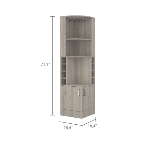 Seattle Bar Cabinet, Eight Bottle Cubbies, Two Large Open Shelves