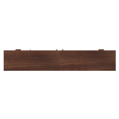86.6 inch Dark Brown App Controlled LED Rattan TV Stand Glass Cabinets Fits Up To 90 inch TV