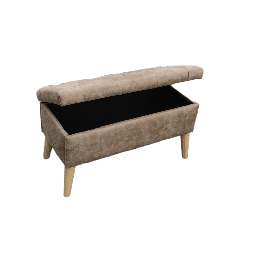 32 Inch Wide Square Storage Ottoman Bench with Built-in Tray, Upholstered Footrest, Multi-Functional End of Bed Bench
