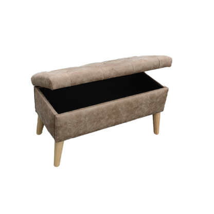 32 Inch Wide Square Storage Ottoman Bench with Built-in Tray, Upholstered Footrest, Multi-Functional End of Bed Bench