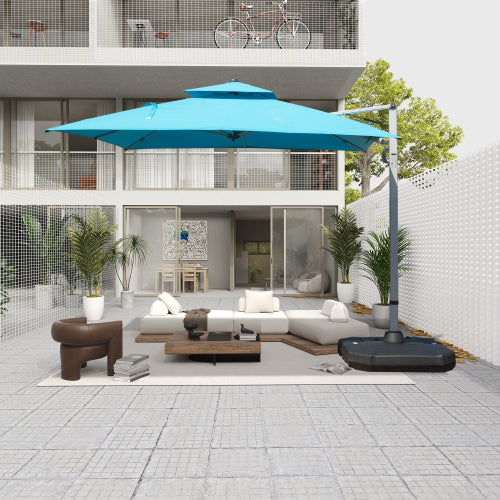 10'X10' Square Cantilever Umbrella with Center Pole, Lake Blue (Base Not Included)