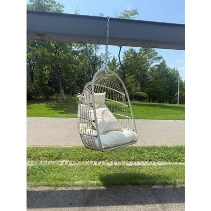 Outdoor garden rattan egg swing chair hanging chair PE hanging chair WHITE