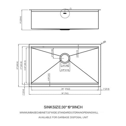 30" Undermount Kitchen Sink - 30*19*9 inch Kitchen Sink Undermount Single Bowl 16 Gauge Stainless Steel Ledge Workstation Kitchen Sinks