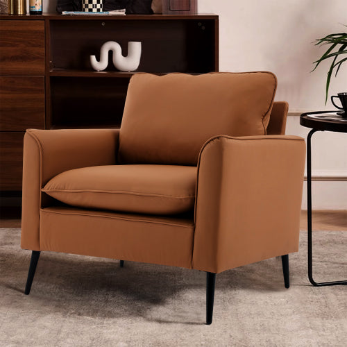 Cat-Paw Faux-Leather Single Accent Sofa Chair Nordic Retro Light-Luxury Side Chair for Living-Room Balcony Bedroom