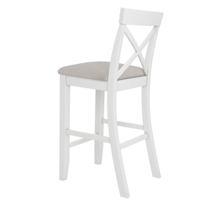 Farmhouse 48inch Rectangular Wood Bar Height Dining Set Kitchen Breakfast Nook with 2 Chairs for Small Places,Brown+White+Beige