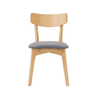 Mid-Century Upholstered Rubberwood Dining Chairs, Set of 2, Dark Gray/Natural