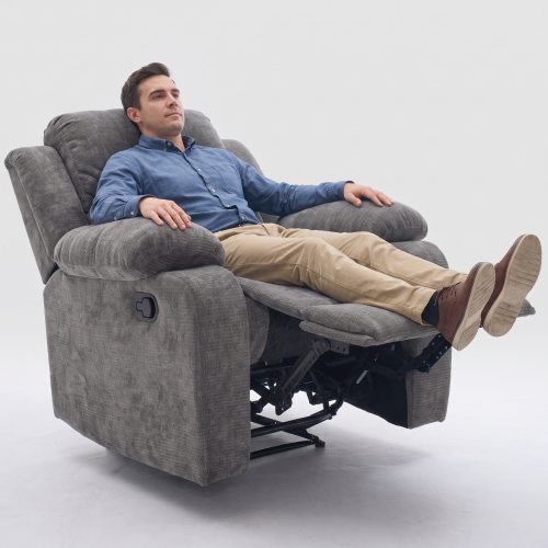 Manual Chenille Recliner Chair 110 degree -170 degree  Adjustable 400LB Capacity for Living Room Bedroom Small Spaces