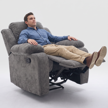 Manual Chenille Recliner Chair 110 degree -170 degree  Adjustable 400LB Capacity for Living Room Bedroom Small Spaces