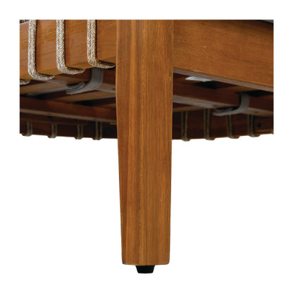 Acacia Wood Outdoor Club Chair with Handwoven Rope Accents & Curved Backrest - Water-Resistant Boho Patio Lounge Chair with Removable Cushions for Porch, Garden