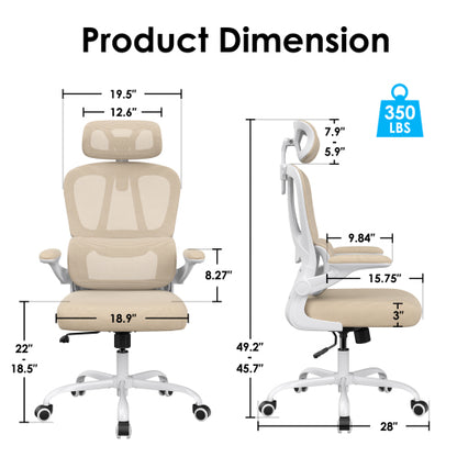 Ergonomic Office Chair, Desk Chair with Headrest and Lumbar Support, High Back Swivel Home Office Chair with Headrest for Home Office Bedroom, Gifts