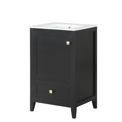 20" Bathroom Vanity with Sink, Bathroom Cabinet with Soft Closing Door, Storage Rack and A Drawer, Black