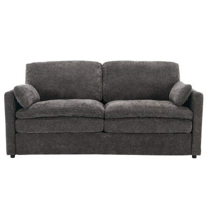 68.1-Inch Grey Cloud-Style Loveseat Sofa Double-Layer Cushion Chenille Couch with Detachable Lumbar Pillow