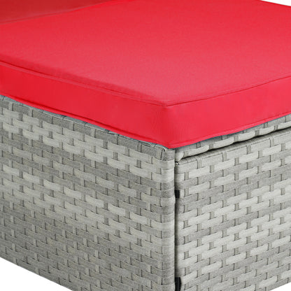 Outdoor Chaise Lounge Chair Set of 2 with Patio Pool Chairs Tanning Lounges for Outside,Beach Rattan Recliners with Adjustable Backrest, Table, Cushion for Poolside Backyard Garden