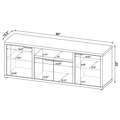 Farmhouse Mango Wood-Look 60 Inch TV Stand with 4 Storage Cabinets