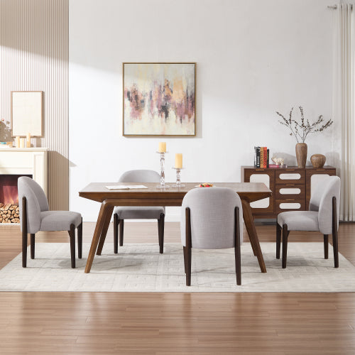 Wooden Dining Chairs Set of 2, Modern Fabric Upholstered Dining Room Chair Kitchen Chairs, Farmhouse Dinner Chair for Kitchen Dining Room